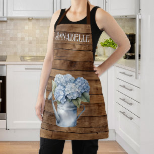 Rustic Blue Hydrangea Watering kann Personalisiert Schürze