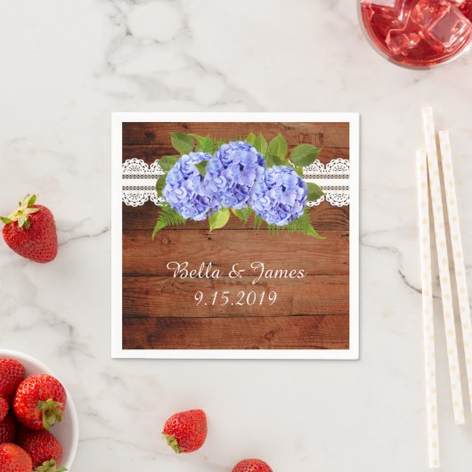 Rustic Blue Hydrangea Wedding Collection Napkins Serviette (Beispiel)