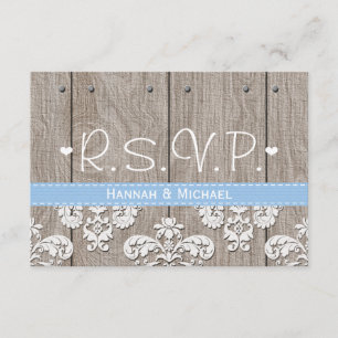 Rustic Blue Hydrangea Wedding RSVP Response Card Karte