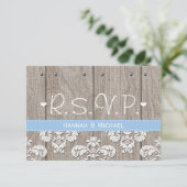 Rustic Blue Hydrangea Wedding RSVP Response Card Karte (Stehend Vorderseite)