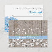 Rustic Blue Hydrangea Wedding RSVP Response Card Karte (Vorne/Hinten)