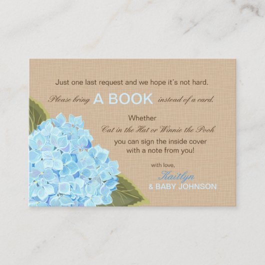 Rustic Blue Hydrangeas lesen eine Buchkarte Begleitkarte (Vorderseite)