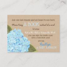 Rustic Blue Hydrangeas lesen eine Buchkarte