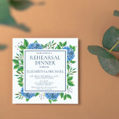 Rustic Blue Hydrangeas Probe Dinner Einladung