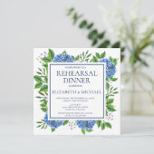 Rustic Blue Hydrangeas Probe Dinner Einladung (Stehend Vorderseite)