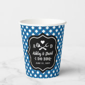 Rustic Blue I do GRILLEN Custom Wedding Monogram Pappbecher (Rückseite)