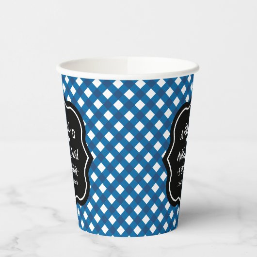 Rustic Blue I do GRILLEN Custom Wedding Monogram Pappbecher (Links)