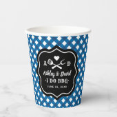 Rustic Blue I do GRILLEN Custom Wedding Monogram Pappbecher (Vorderseite)
