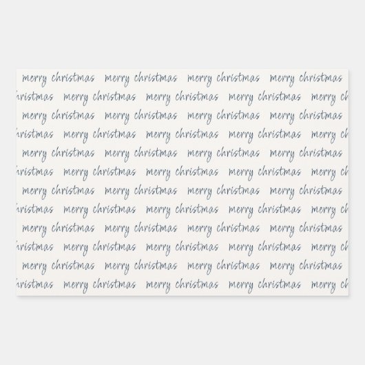 Rustic Blue Ivory Frohe Weihnachtsschneeflocke Geschenkpapier Set (Vorderseite)