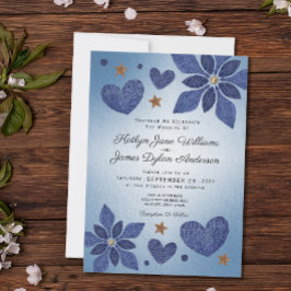 Rustic Blue Jean Denim Blume Country Wedding Einladung