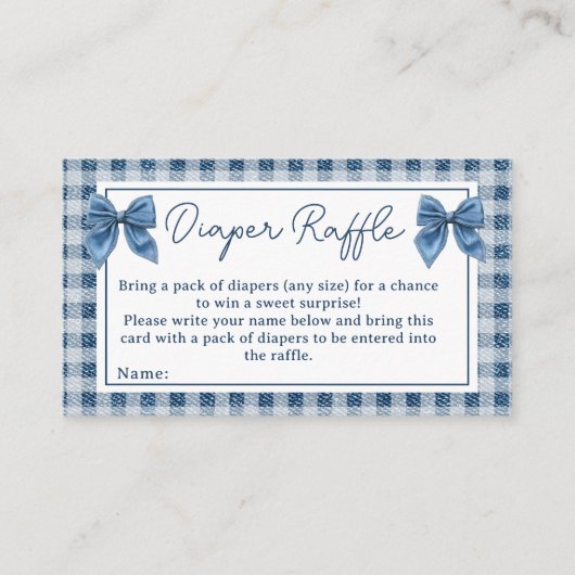 Rustic Blue Jean Denim Diaper Raffle Baby Dusche Begleitkarte (Vorderseite)