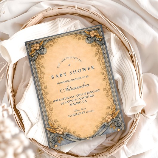 Rustic Blue Jeans Baby Shower Einladung