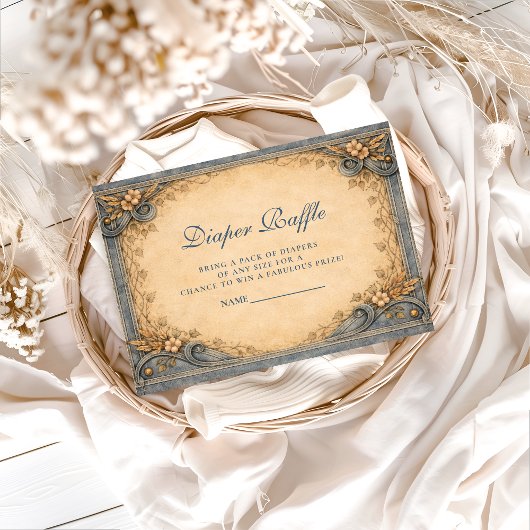 Rustic Blue Jeans Diapper Raffle Begleitkarte