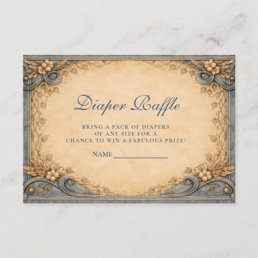 Rustic Blue Jeans Diapper Raffle Begleitkarte (Vorderseite)