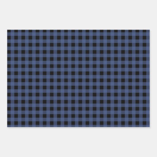Rustic Blue Kariert Buffalo Karo Mixed Pattern Geschenkpapier Set (Vorderseite 2)
