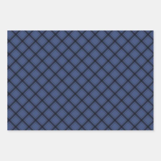 Rustic Blue Kariert Buffalo Karo Mixed Pattern Geschenkpapier Set (Vorderseite)