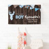 Rustic Blue Kariert Deer Baby Dusche Banner (Insitu)