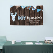 Rustic Blue Kariert Deer Baby Dusche Banner (Messeveranstaltung)