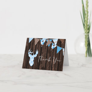Rustic Blue Kariert Deer Baby Dusche Vielen Dank Dankeskarte
