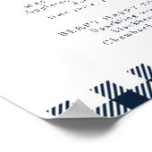 Rustic Blue Kariert Signature Wedding Cocktail Sig Poster (Ecke)