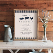 Rustic Blue Kariert Signature Wedding Cocktail Sig Poster