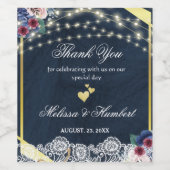 Rustic Blue Lace String Lights Vielen Dank für Ihr Weinetikett (Einzelnes Label)