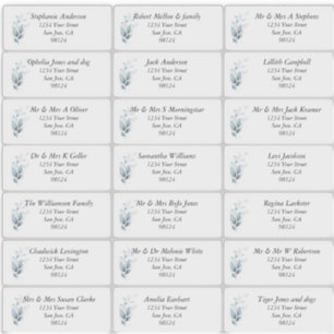 Rustic Blue Leafy Guest Name Address Labels