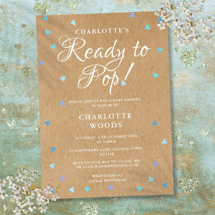 Rustic Blue Liebe Hearts Bereit zum Pop Kinderdusc Einladung