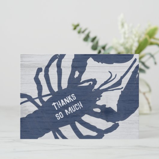 Rustic Blue Lobster Custom Thank You Note Card Einladung (Stehend Vorderseite)