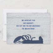 Rustic Blue Lobster Custom Vielen Dank Note Card Einladung (Rückseite)