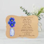 Rustic Blue Mason Jar Bridal Dusche Einladung (Stehend Vorderseite)