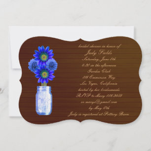 Rustic Blue Mason Jar Bridal Dusche Einladung