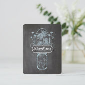 Rustic Blue Mason Jar Chalkboard Wedding Begleitkarte (Stehend Vorderseite)