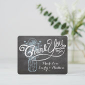 Rustic Blue Mason Jar Chalkboard Wedding Dankeskarte (Stehend Vorderseite)