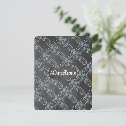 Rustic Blue Mason Jar Chalkboard Wedding Einladung (Stehend Vorderseite)