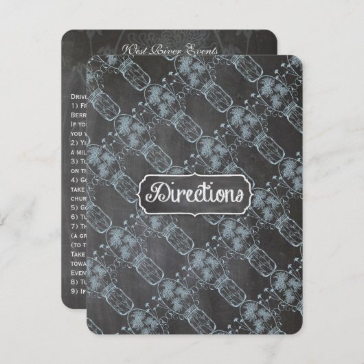 Rustic Blue Mason Jar Chalkboard Wedding Einladung (Vorne/Hinten)