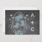 Rustic Blue Mason Jar Chalkboard Wedding Einladung (Rückseite)