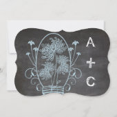 Rustic Blue Mason Jar Chalkboard Wedding Einladung (Rückseite)