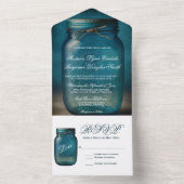 Rustic Blue Mason Jar Country Wedding All In One Einladung (Innen Boden)