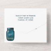 Rustic Blue Mason Jar Country Wedding All In One Einladung (Rückseite)