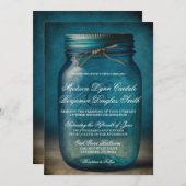 Rustic Blue Mason Jar Country Wedding Einladung (Vorne/Hinten)