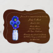 Rustic Blue Mason Jar Engagement Party einladen Einladung (Vorne/Hinten)