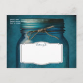 Rustic Blue Mason Jar Save the Date Wedding Ankündigungspostkarte (Rückseite)