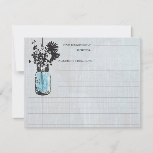 Rustic Blue Mason Jar & Wildblumen Rezept Card (Vorderseite)