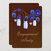 Rustic Blue Mason Jars Engagement Party einladen Einladung (Vorne/Hinten)
