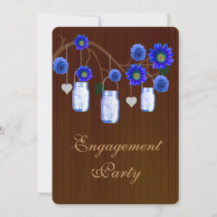 Rustic Blue Mason Jars Engagement Party einladen Einladung