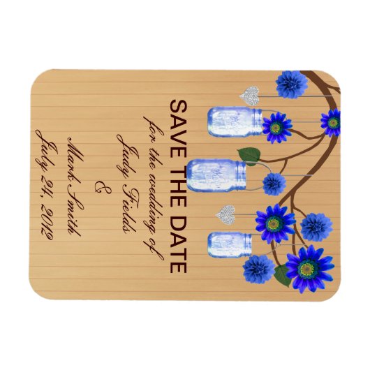 Rustic Blue Mason Jars speichern das Date Magnet (Horizontal)