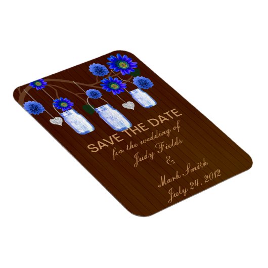 Rustic Blue Mason Jars speichern das Date Magnet (Rechte Seite)