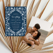 Rustic Blue Mexican Wedding Foto Einladung
