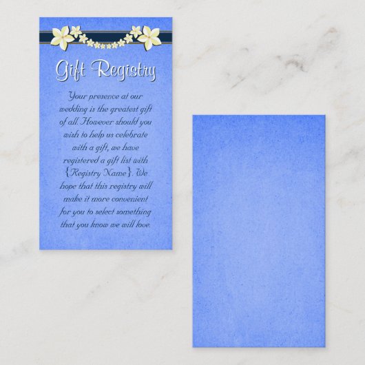 Rustic Blue Mini Wedding Gift Registry Begleitkarte (Vorne/Hinten)